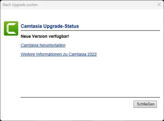 Camtasia update suchen 2